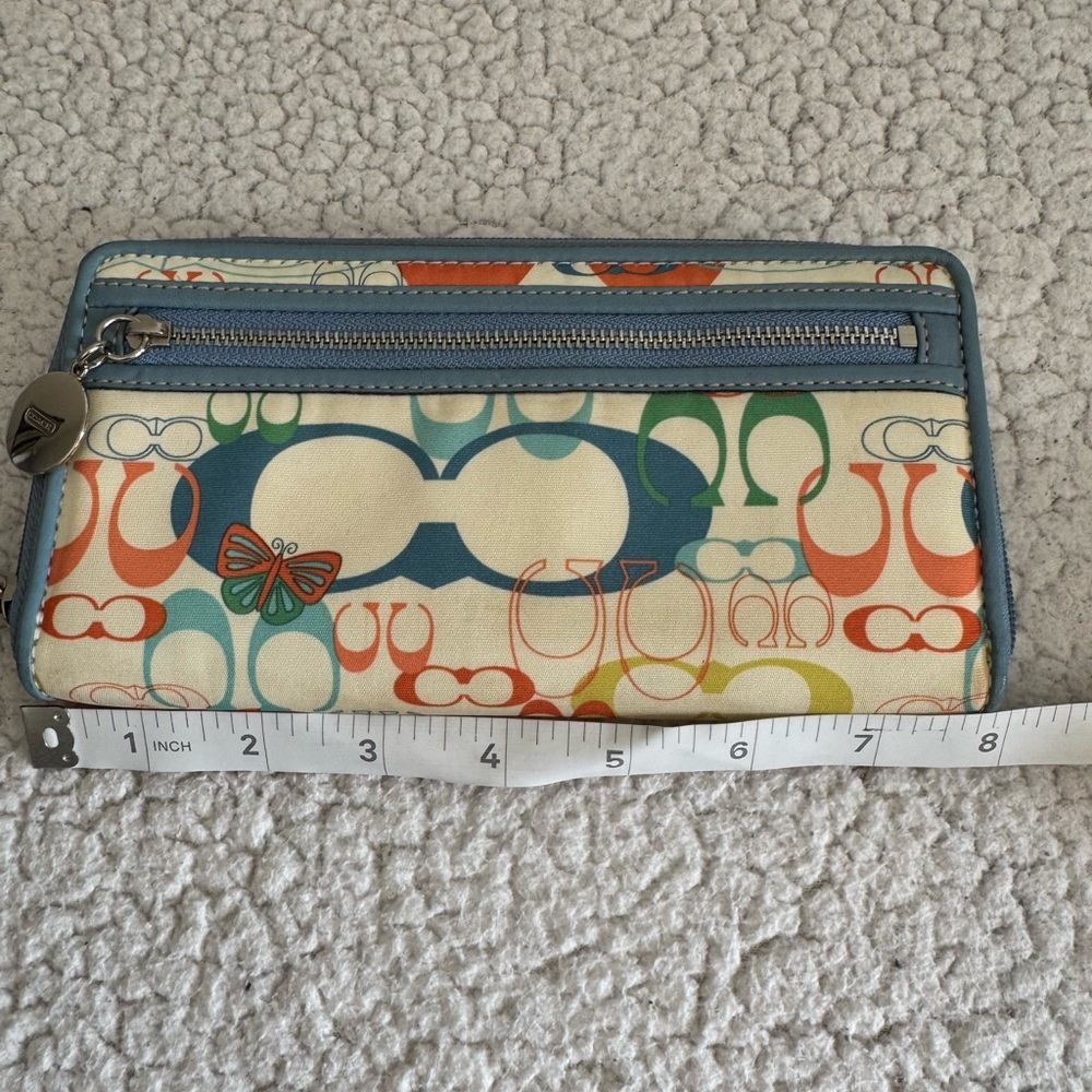 Coach Y2K Multicolor Signature C Long Zip Around Accordion Wallet Wristlet - Picture 12 of 14